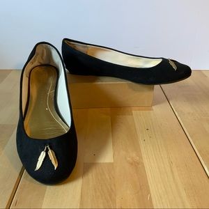 Black Feather Ballet Flats